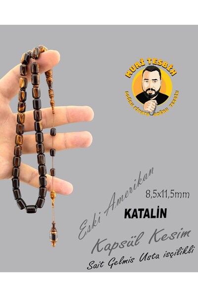 muri tesbih SAİT GELMİŞ TAVLA PULU ESKİ AMERİKAN KATALİN KAPSÜL KESİM 8,5X11,5mm