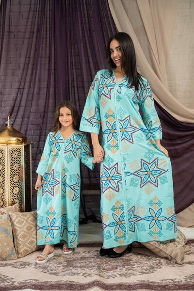 AFandina Elegant mother and daughter jalabiya with a distinctive pattern for ...