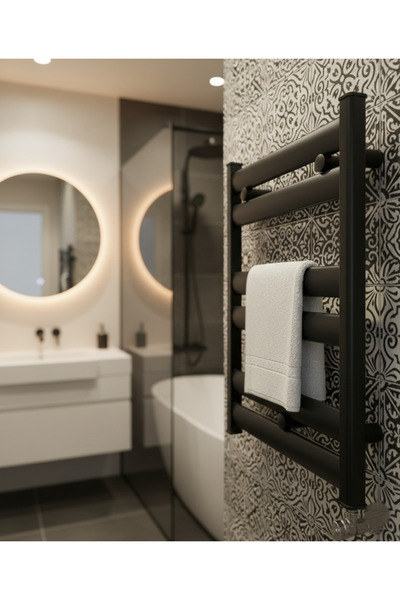 EMFA AKSESUAR Siyah Havlupan Vanalar Dahil Komple Set Siyah Radyatör Siyah Ha...