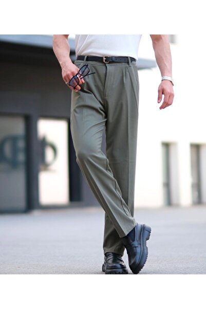 CALSR MAN BAGGY PİLELİ SOFT YEŞİL KUMAŞ PANTOLON
