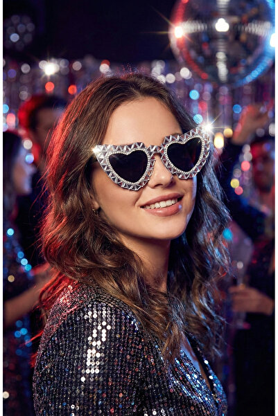 Happyline Taşlı kalpli gelin gözlük bride after parti gözlüğü düğün kına eğle...