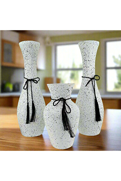 dealshopromania Set de 3 vaze egiptene albe pictate manual