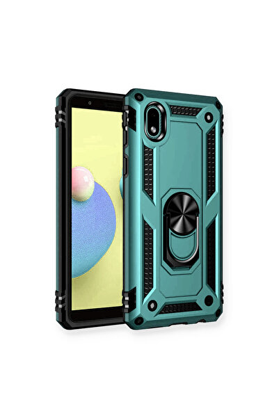 NewFace غطاء حماية سامسونج جالاكسي A01 كور من السيليكون مع حلقة صوفيا - أخضر