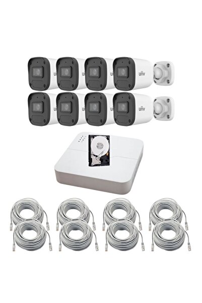 Uniview IP Surveillance System, 8 Cameras, 4MP, PoE, IR 30m, Microphone, DVR 8 Channels
