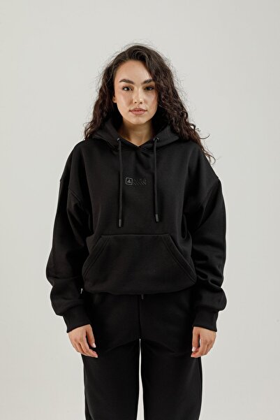 Airlife سترة نسائية من Border FZ.7 بجيب كنغر بغطاء رأس باللون الأسود