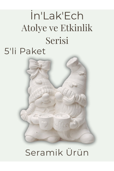 İNLAKECHANDMADE Ham Seramik Gnome Figürü 5’li Paket Atölye Anaokulu Etkinlik ...