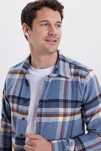 Tudors Erkek Slim Fit Dar Kesim Kareli Kışlık Oduncu Gömlek