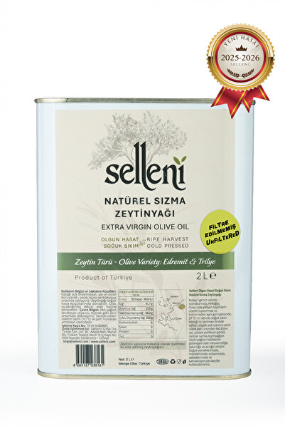 Selleni Olgun Hasat Natürel Sızma Zeytinyağı Edremit & Trilye Filtresiz 2 L (...