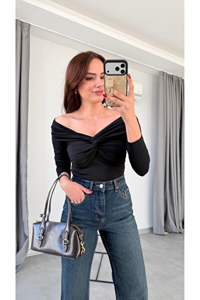 pelin yıldız butik Eliza Front Gathered Off-Shoulder Blouse