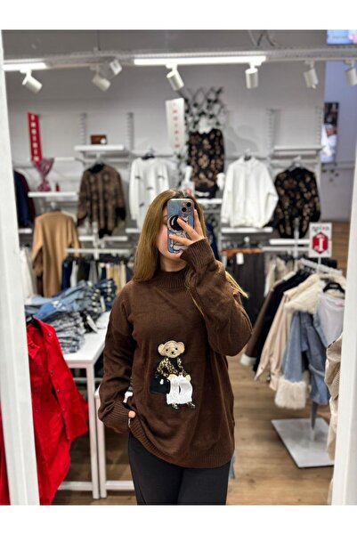 Oxion Teddy Figürlü Oversize Triko Kazak