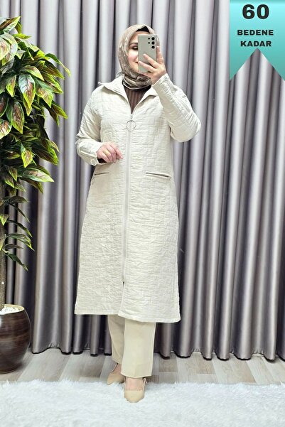 Elmas Tesettür Women's Clothing Plus Size Quilted Sleeve Zippered Cap