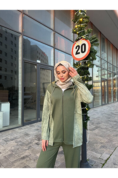 Oxygen Scarfs Premium 0Ysho Fabric Vintage Women's Hooded Two-Piece Suit