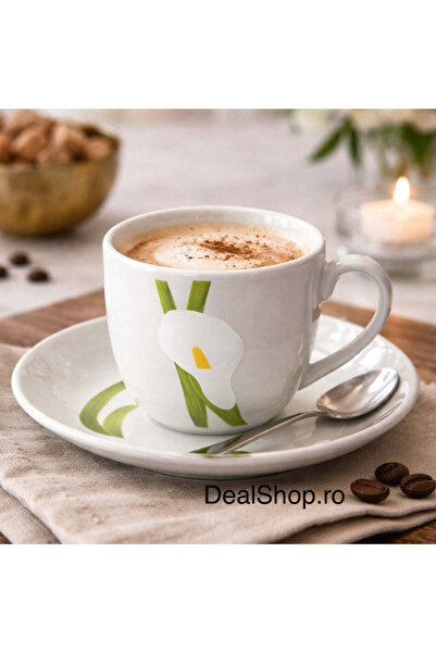 dealshopromania Set de 6 cești de cafea din porțelan 180 ml cu farfurioare Ca...