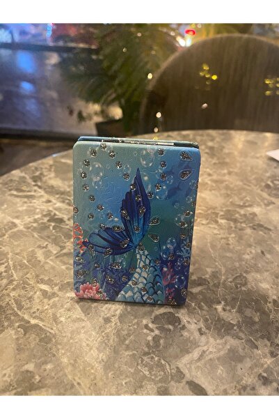 GÜLNAR BİJUTERİ Kadın Baskılı ve Taşlı Cep Aynası – Çanta Boy – Dekoratif Tas...