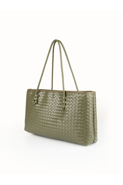 HONEY BAG حقيبة يد نسائية بتصميم باجيت بتفاصيل محبوكة وسحاب