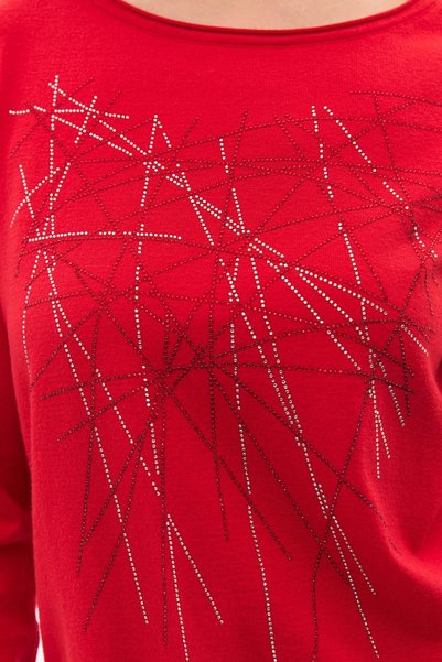 DAIDO Sausage collar sleeve and hem Slit stone knitwear