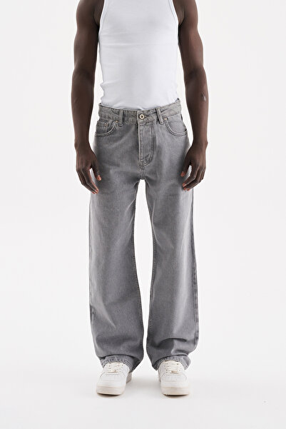 Machinist Ανδρικό χαλαρό φαρδύ τζιν παντελόνι με εφέ γκρι