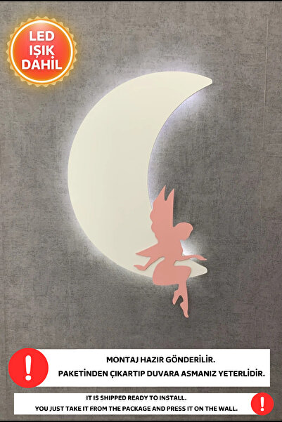 Dekorvin 1 Adet Bulut ve Peri Kızı Led Işıklı Çocuk Odası Gece Lambası Bebek ...