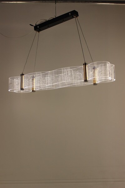 GN GEN AYDINLATMA Lüks Gold Detaylı Dalgalı Form Şeffaf Lineer Akrilik 3 Renk...