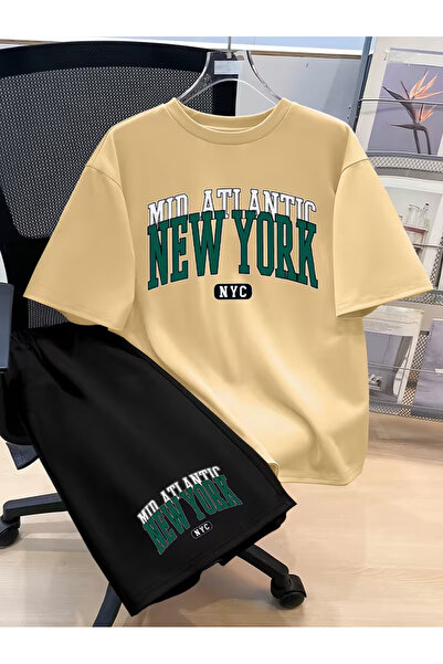 PENTHİLUS Unisex New Yourk Printed Bottom Top Set