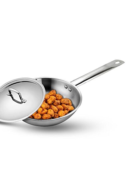 Generic SOLARA Triply Stainless Steel Frypan with Lid 22 cm, Gas Stove and In...