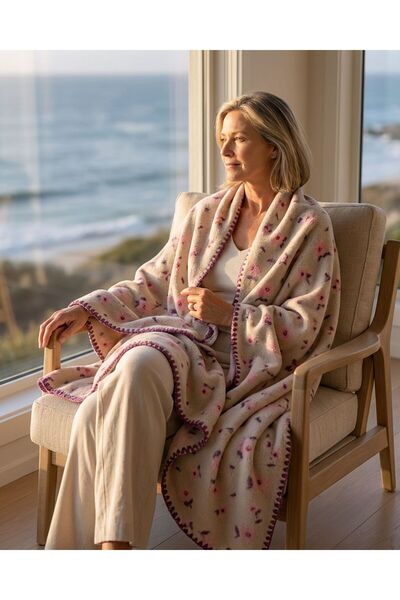 NOVİPACK TV BATTANİYESİ KUZUPOLAR ÇİÇEK DESEN 130X170 CM