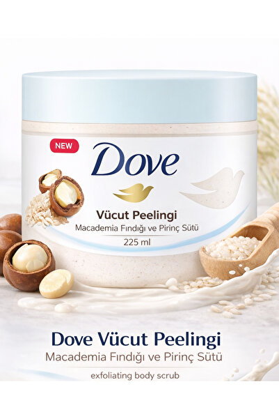 Dove Vücut Peelingi Macademia Fındığı Ve Pirinç Sütü 225 ml