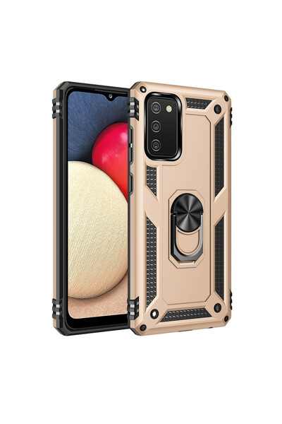 NewFace غطاء سيليكون لجهاز سامسونج جالاكسي A03S صوفيا بتصميم حلقة - ذهبي