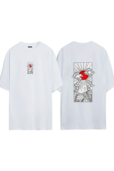 urbvn Japan Sun 1 Design Printed White Oversized t Shirt