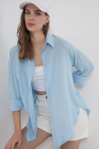 nedo7 Oversized Viscose Shirt 3785 - Light Blue