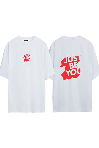 urbvn Tricou supradimensionat alb cu imprimeu Just be 1 Design