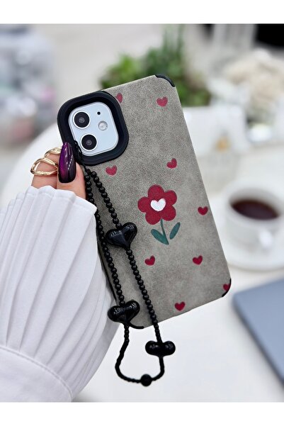 Go Aksesuar Iphone 11 Uyumlu Kaplama Charm Bordo Çiçek Tasarımlı Esnek Siliko...