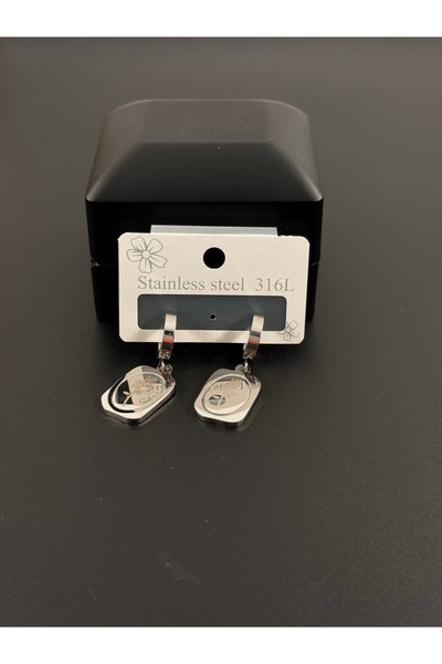 kamilasilver Flower Engraved Oval Dangle Steel Earrings – 316L Stainless Wome...