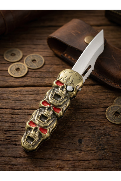 Hunters Haven kuru kafa desenli çakı-çakmak düğmeli ve kilitli model