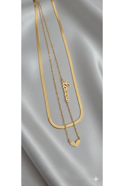 Shae Jewelry Love 2-Piece Women's Necklace Stainless Steel
