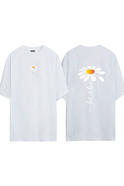 urbvn Let It Her 1 Design Printed White Oversized t Shirt