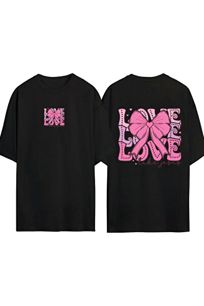 urbvn Love Love Design T-shirt sa štampanjem, crna, velika veličina