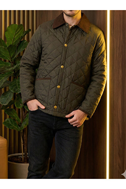 marlone Kahverengi Yakalı Haki Kapitone Ceket