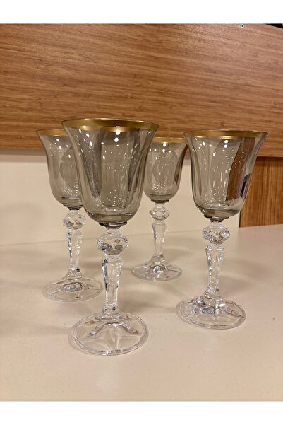 PLUS HOME Bohemia Crystal Glass Set of 4 Coffee or Water Glasses Color Smoked...