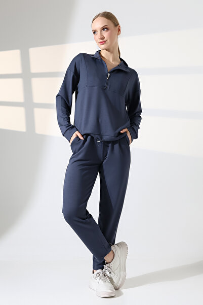lubiti Mock Neck Half Zipper Modal Piece Tracksuit Set