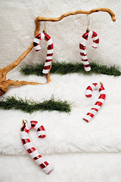 MATMEL زينة شجرة عيد الميلاد الفاخرة من ويلدرن، 4 قطع كبيرة الحجم على شكل قصب السكر