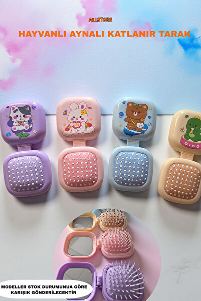 ALLStore HAYVAN DESENLİ KATLANIR AYNALI TARAK
