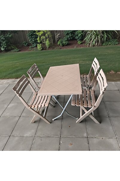 SERMER PAZARLAMA 🪑 Katlanır Bahçe & Balkon Seti – 60x90 Masa + 4 Katlanır Sa...