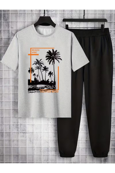 PENTHİLUS Unisex Beach Vibe Printed Bottom Top Set