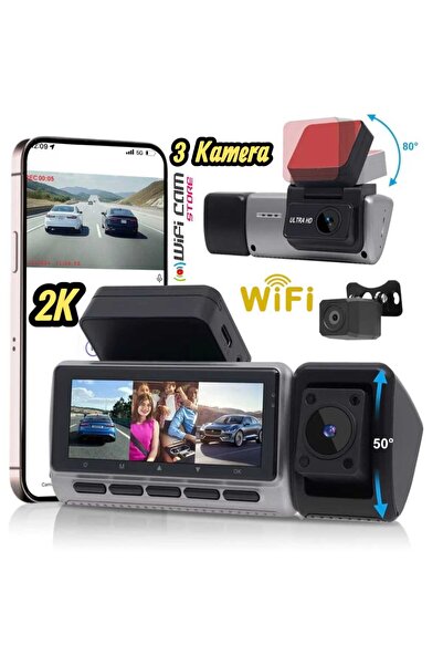 WİFİCAM 3 Kameralı 2K Ultra HD Wi-Fi Araç Kamera Seti