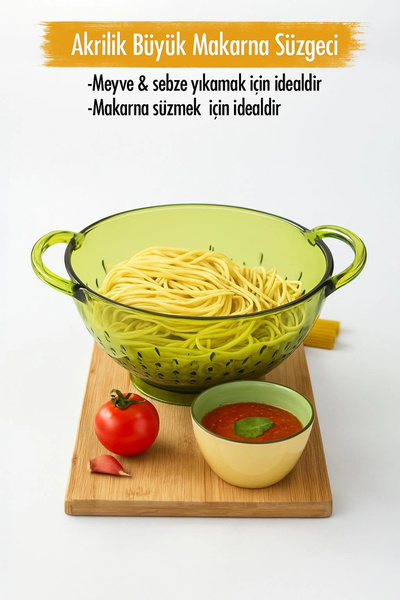 Depa مصفاة المعكرونة الخضراء من الأكريليك ومصفاة الفواكه النباتية