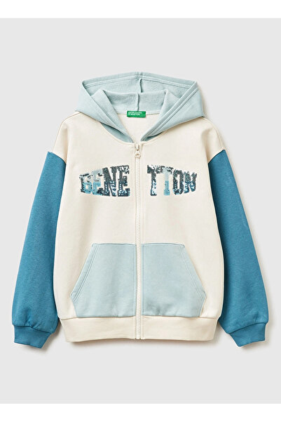 Benetton Pembe Kız Çocuk Payetli Sweatshirt 39M2C505O