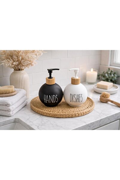 Sarece Home Bambu Stantlı Top Model Cam Sabunluk, Hands & Dishes 500 ml Sıvı ...