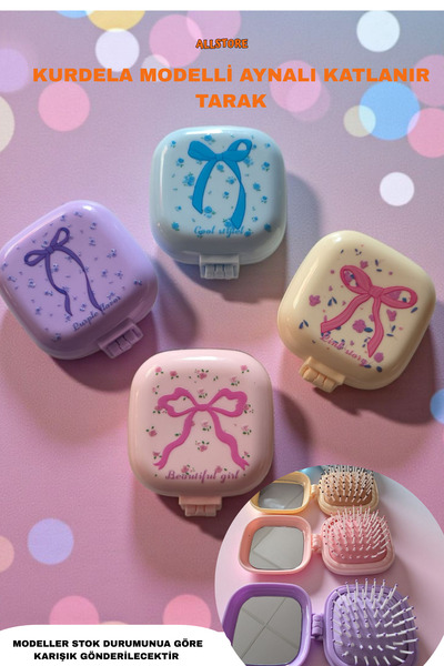 ALLStore KURDELAE DESENLİ KATLANIR AYNALI TARAK