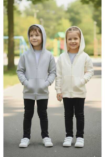 npLStore Unisex Children's 2-Piece Colorless Printed Zippered Cardigan/Jacket